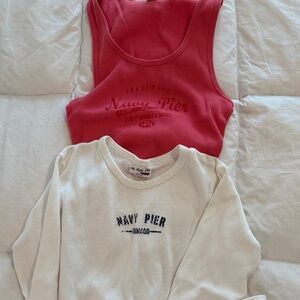 Women’s Pink & White Navy Pier Logo Shirts